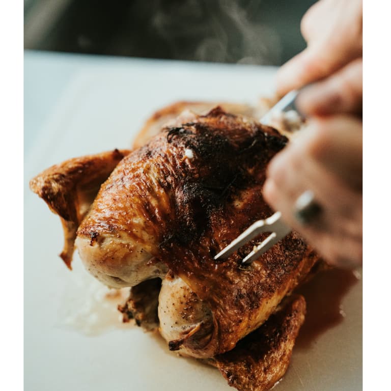 Pollo a baja temperatura elaborado con un roner que se estÃ¡ cortando en ese preciso momento. 